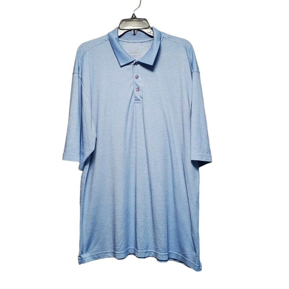 Arnold Palmer Polo‎ Golf Shirt Size XL Sky Blue White Striped